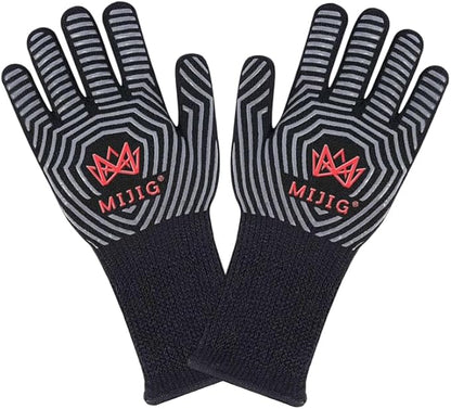 Extreme Heat BBQ Grilling Gloves with Non-Slip Silicone Grip Design (EN407 Lab Certified)