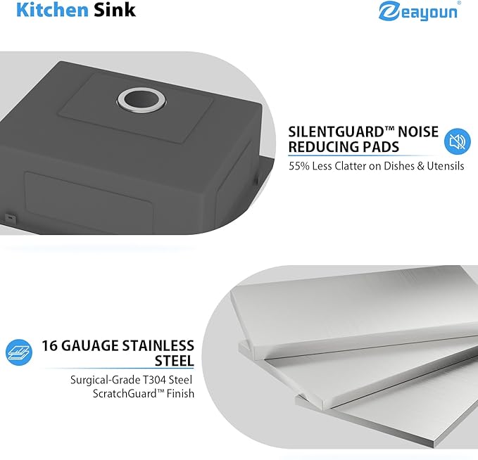 25 Inch Drop in Kitchen Sink 25x22 Drop in Kitchen Sink 16 Gague Topmount Stainless Steel Single Bowl Handmade Sinks Large Deep Basin 25"x22"x9"