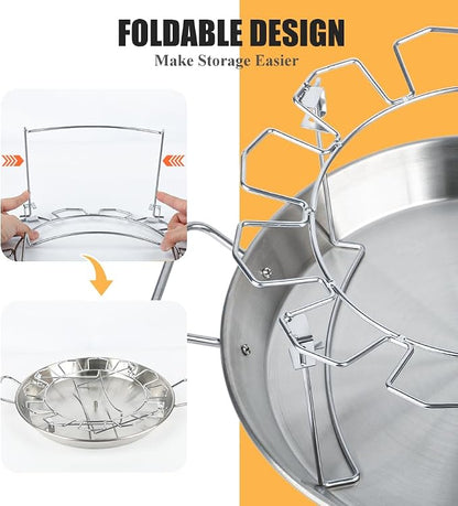 13" Vertical Skewer Gyro Pan Spit Shawarma Stand for oven with Chicken Leg Rack, Al Pastor Skewer for Grill, El Pastor Hack for Tacos Chicken, Brazilian, Stainless Steel, with 8",10" and 12" stick