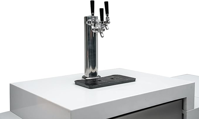 Mont Alpi Bar Series MA-BEV90KEG 90 Degree Stainless Steel Outdoor Rated 3 Beer Tap Kegerator Keg Dispenser + Wine Cooler Beverage Center Refrigerator + Granite Countertops + Faucet & Sink