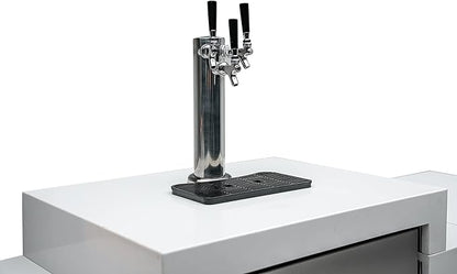 Mont Alpi Bar Series MA-BEV90KEG 90 Degree Stainless Steel Outdoor Rated 3 Beer Tap Kegerator Keg Dispenser + Wine Cooler Beverage Center Refrigerator + Granite Countertops + Faucet & Sink