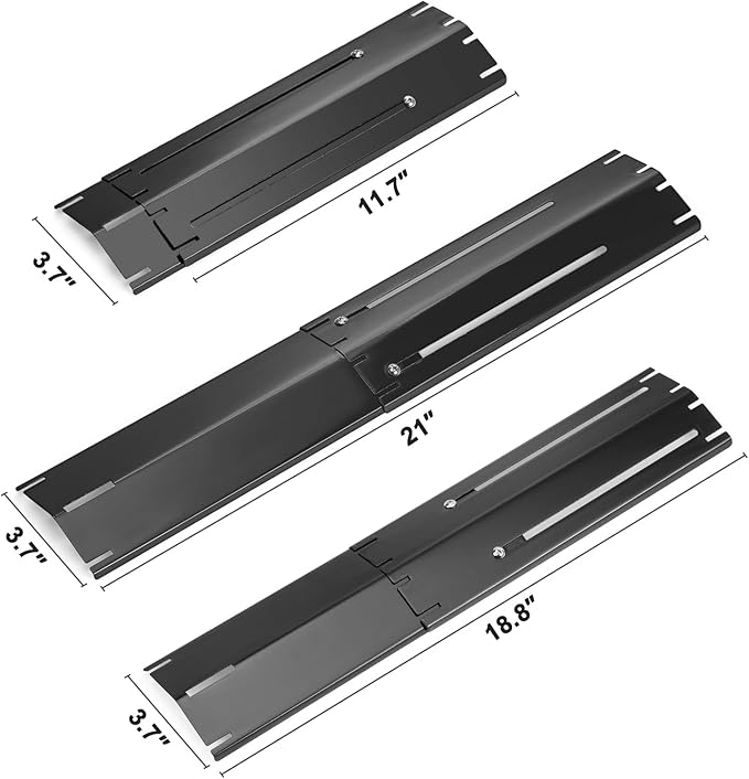 Adjustable Porcelain Steel Heat Plate Shield, Heat Tent Grill Parts for Charbroil Nexgrill, Backyard Grill, Brinkmann, Burner Cover Replacement for Gas Grills Extends from 11.7" up to 21" L, 4 Pack
