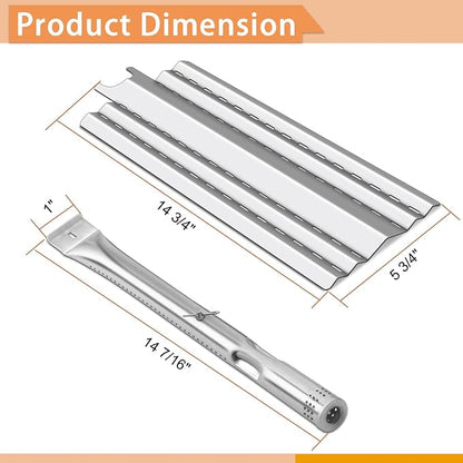 Grill Replacement Parts for Charbroil 463439915, 463322613 and Other Grills | Grill Parts 463334613 463335014, 14 3/4" Heat Plates, 14 7/16" Grill Burner and 16 15/16" Grill Grates, Stainless Steel