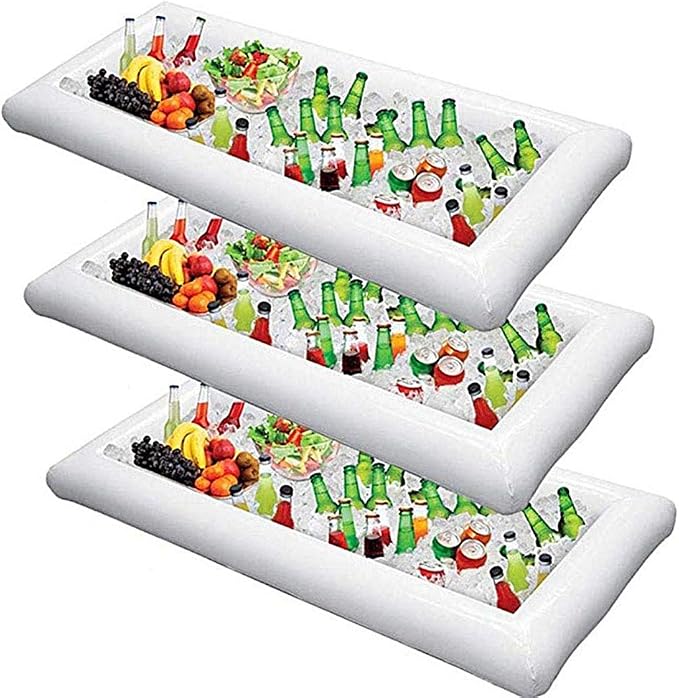 Inflatable Serving Bars Ice Buffet Salad Serving Trays Food Drink Holder Cooler Containers Indoor Outdoor BBQ Picnic Pool Party Supplies Cooler Drain Plug，Ice Tray Food Drink Containers for Summer Par