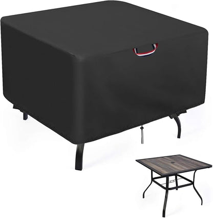 38 x 38 Table Cover, Outdoor Square Patio Table Cover - Heavy Duty Waterproof Furniture Protector for Small Slatted Tabletop, All-Weather Protection - 38" x 38" x 28"