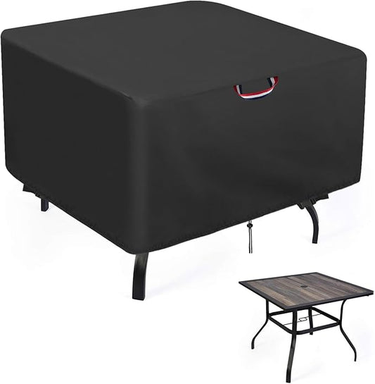 38 x 38 Table Cover, Outdoor Square Patio Table Cover - Heavy Duty Waterproof Furniture Protector for Small Slatted Tabletop, All-Weather Protection - 38" x 38" x 28"
