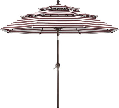 ABCCANOPY 5-Year 10-Year No Fading 9FT 3 Tiers Patio Umbrella, Outdoor Table Umbrella with 8 Sturdy Ribs for Deck, Backyard, Garden, Yard