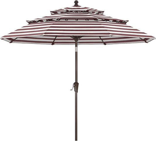 ABCCANOPY 5-Year 10-Year No Fading 9FT 3 Tiers Patio Umbrella, Outdoor Table Umbrella with 8 Sturdy Ribs for Deck, Backyard, Garden, Yard