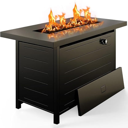 Ciays 42 inch Gas Fire Pit Table, with Steel Lid & Lava Rock, 60,000 BTU