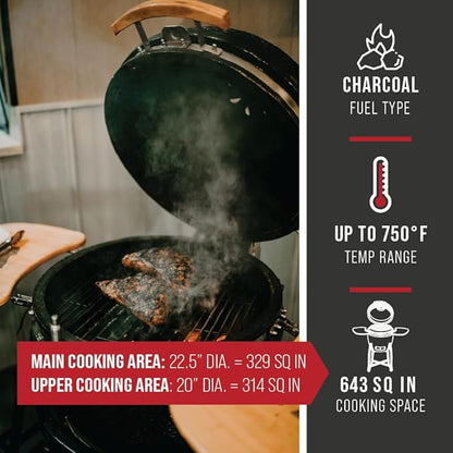GRILLA Kong Ceramic Kamado Grill with Adjustable Vent, Ceramic Construction, 600 Square Inches of Cook Space for Outdoor Cooking, Grilling, Outdoor Grilling