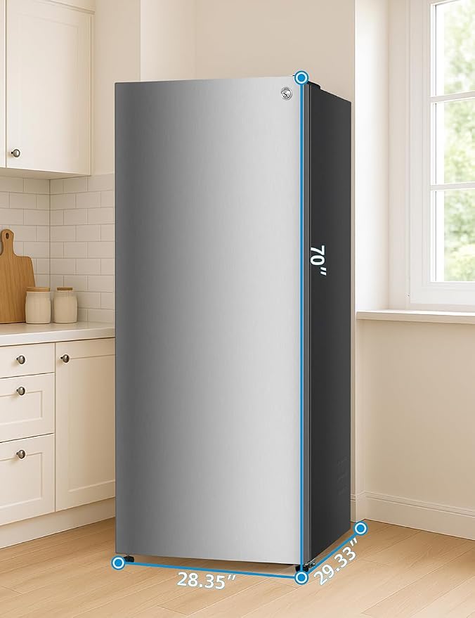 Commercial Cool 16.4 Cu. Ft. Convertible Freezer Refrigerator, Upright Fridge with Glass Shelves, Reversible Door, ENERGY STAR rated, Auto Defrost, CCUC1640GS, Stainless Look | Upright Fridge with Glass Shelves, Reversible Door, ENERGY STAR rated, Auto...
