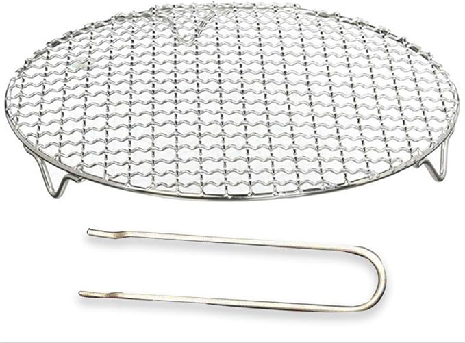 OUKEYI Round Barbecue Wire Rack Dia 8.5" Multi-Purpose Grill Cooling Rack BBQ Accessories Grill Net for Instant Pot/Pressure Cooker