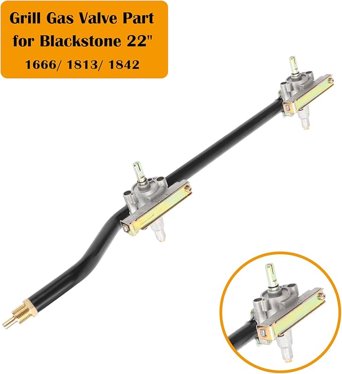 Replacement Parts Griddle Burner Control Valve for Blackstone 22Inch Tabletop Grill 1666 1813 1842, Grill Burner Valve with Gas Rail for Blackstone 22inch Flat Top Gas Grills