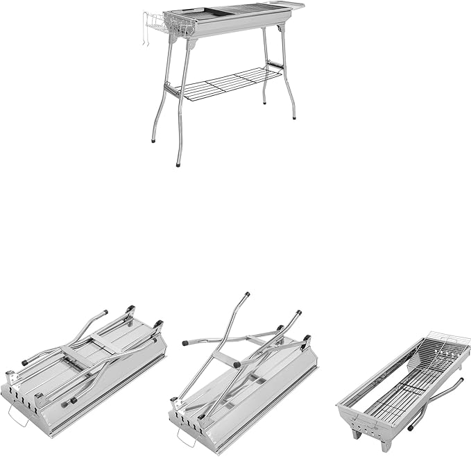 Portable Stainless Steel Camping Grill Grate and Camp Grill Griddle with Collapsible Legs Folding Campfire Grill Portable Charcoal Grill for Outdoor Cooking Camping Hiking Picnic