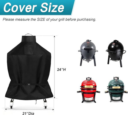 TheElves Kamado Grill Cover, Outdoor Grills Covers Waterproof Heavy Duty for Char-Griller AKORN Jr. E86714 E56714 & London Sunshine Cadet Portable Kamado Charcoal Grill - 21" Dia x 24" H