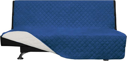 Easy-Going Reversible Couch Cover, Large Futon Sofa, Blue/Ivory | Machine Washable Slipcover For Dogs, Water Resistant Furniture Mat For Living Room, Non-Slip Sofa Cover, Pet Friendly