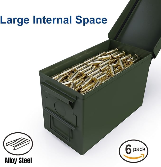PATRON 30 & 50 Cal Ammo Can Metal Ammo Box Storage Crate Case for Shotgun Bullet Rifle Ammunition Waterproof (Black or Green)