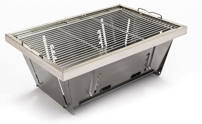 Folded Barbecue, Outdoor Folding Charcoal Grill, Portable Stainless Steel BBQ Grill for Camping Picnic Beach, Compact Tabletop Charcoal Grill for Patio Travel Cooking, Foldable Design, Upgrade