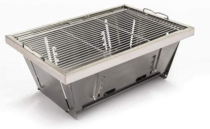 Folded Barbecue, Outdoor Folding Charcoal Grill, Portable Stainless Steel BBQ Grill for Camping Picnic Beach, Compact Tabletop Charcoal Grill for Patio Travel Cooking, Foldable Design, Upgrade