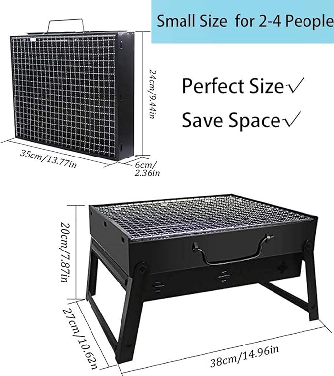 BBQ Grill Outdoor Portable Charcoal Grill, Lightweight Barbecue with Handle Grill Foldable BBQ Grills for Outdoor Cooking, Picnic, Camping, Patio Backyard Cooking (Size : M) (M) (S)