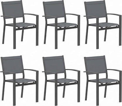 Heavy-Duty Metal Patio Chairs Set of 6, Outdoor Patio Chairs with Breathable Quick-Drying Textilene, Outdoor Chair with 110° Ergonomic High Backrest for Porch, Patio, Garden, Deck, Backyard