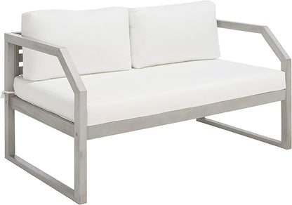 SAFAVIEH Outdoor Collection DREN Grey/Beige Cushion 4-Piece Conversation Patio Set