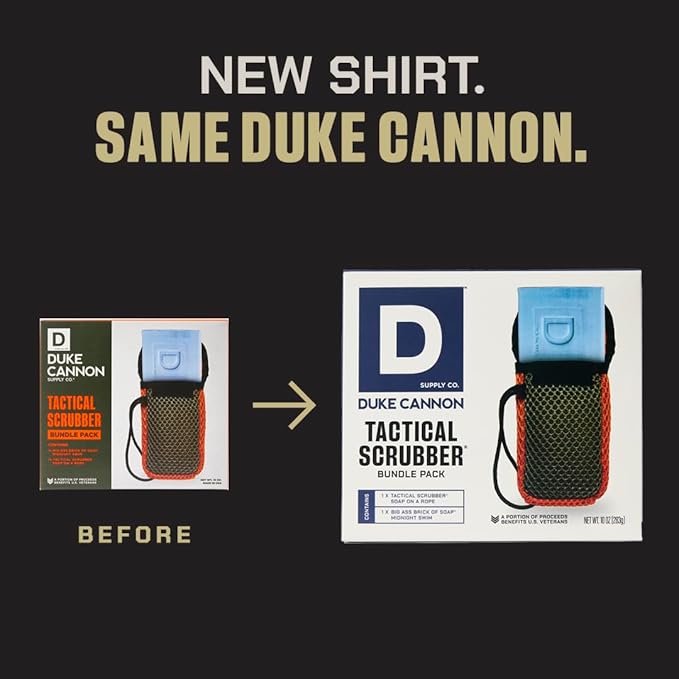 Duke Cannon Supply Co. Tactical Scrubber + Sawtooth Men's Brick of Soap - U.S. Military-Grade Soap Pouch - Dual-Mesh - Sawtooth, 10 oz