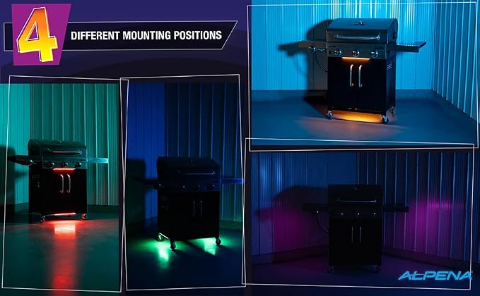 Alpena BBQ Outdoor Grill Multi-Colored LED Light Strip 24” with 3 AA Battery Box, Battery Included