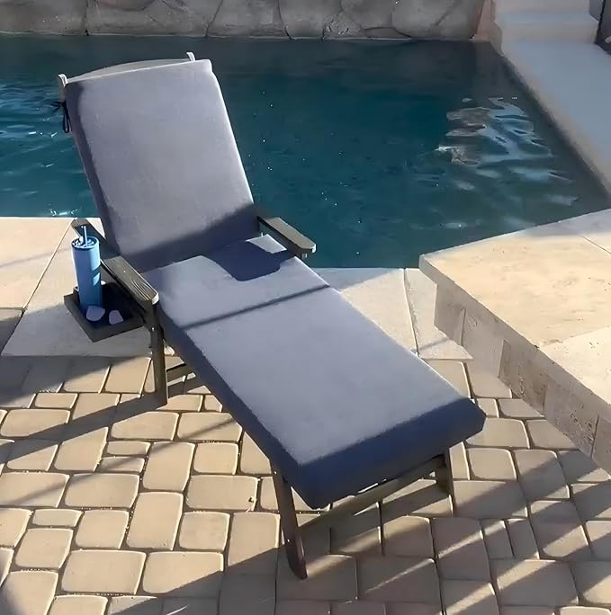 Crestlive Outdoor Chaise Lounge Cushions, Fade Resistant Water Resistant Lounge Chair Cushion, 80''L x 23''W, Set of 2, Sky Blue