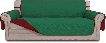 Easy-Going Reversible Couch Cover for 3 Cushion Couch Sofa Cover for Dogs Water Resistant Furniture Protector Cover with Foam Sticks Elastic Straps for Pet Cat (Sofa, Green/Christmas Red) | Large, Washable Slipcover For Dogs, Water Resistant Furniture ...