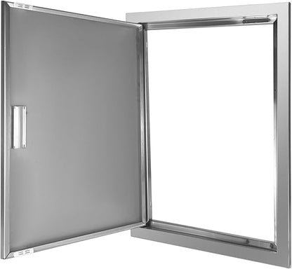 Outdoor Kitchen Door 20" W x 27" H Stainless Steel BBQ Single Access Door Flush Mount Vertical Wall Doors with Handle Suitable for Grilling Station Outside Cabinet Outdoor Kitchen