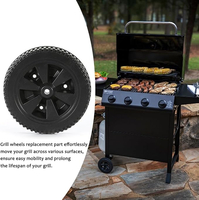 Grill Wheels Replacement Parts for BBQ, Charbroil, Rolling Dining Table - Garden Patio Kitchen Food Prep Cart Accessories, 2 Pcs (6 inch)