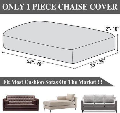 LA MEACK Couch Cushion Cover Chaise Lounge Cover Washable Separate Seat Chaise Couch Cover Stretch Sectional Sofa Slipcover(1 Piece for Chaise or Sofa 3-Seater, Light Grey)