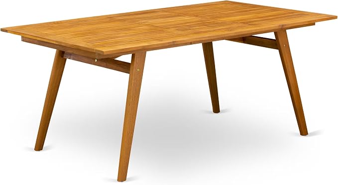 East West Furniture DEBS52CANA 5 Piece Outdoor Patio Dining Sets Includes a Rectangle Acacia Wood Table and 2 Folding Arm Chairs with 2 Side Chairs, 40x72 Inch, Natural Oil