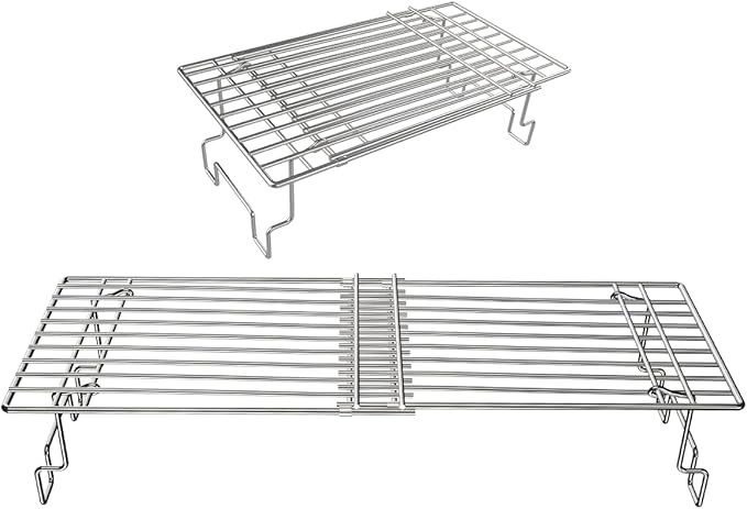 BBQ Future Universal Adjustable Warming Rack for Grills, Folding Stainless Steel Upper Rack for Pit Boss Traeger Pellet Smoker Weber Charbroil Gas Grill Blackstone Griddle & More, Dishwasher Safe