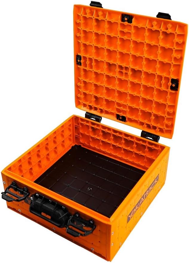 YakAttack ShortStak Solo Storage Box - Size & Color Options | Standalone Low-Profile Crate with Lid, Hinges & Latches | GridLoc Mounting Panels | Slider Feet for Under-Seat Use | Made in USA