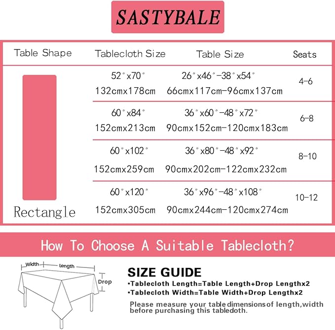 SASTYBALE Spring Summer Tablecloth, 52 x 70 Inches, Rectangle, Red Floral | Reusable, Wrinkle Resistant, Washable ,Texture Fabric Polyester, Indoor & Outdoor, Picnic, Patio, Fits 4-6 Seats