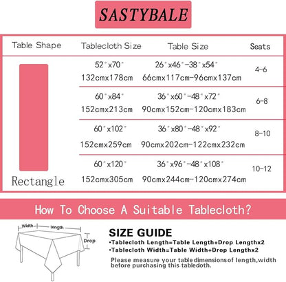SASTYBALE Spring Summer Tablecloth, 60 x 84 Inches Rectangle, Red Floral | Reusable, Wrinkle Resistant, Washable ,Texture Fabric Polyester, Indoor & Outdoor, Picnic, Patio, Fits 6-8 Seats