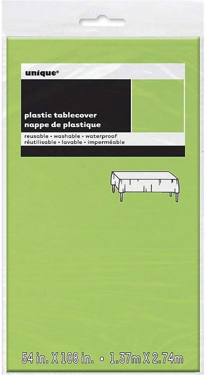 Lime Green Solid Rectangular Plastic Table Cover (54" x 108") 1 Count - Elegant Design & Premium Quality, Ideal For Parties, Events & Everyday Use