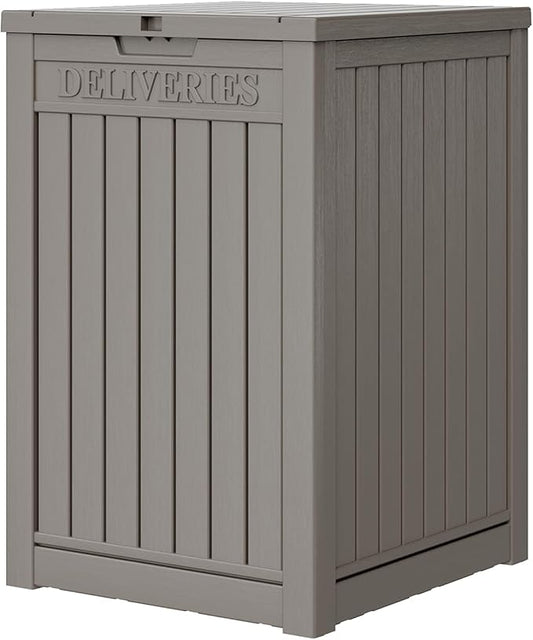 LHBGO Package Delivery Box for Outside, 48 Gallon Storage with Lockable Secure, Large Double Wall Resin Outdoor Package Delivery Waterproof Deck