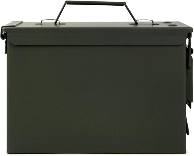 GUGULUZA Metal Ammo Can 30 50 Cal, Waterproof Airtight Ammo Containers Case | Heavy-Duty Ammunition Storage Case Military Container, Lockable Box w/Flip Top for Long-Term Storage Bullet, 30Cal and 50 Cal