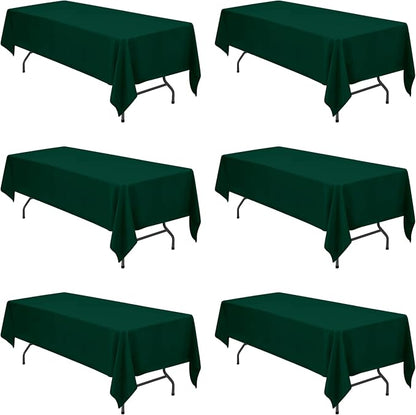 BRILLMAX 6 Pack Hunter Green Tablecloth 60x126 Inch for 8ft Rectangle Table | 150 GSM Polyester Fabric, 15" Standard Drop, Water, Stain & Wrinkle Resistant Cloth Cover for Wedding Reception Banquet Party