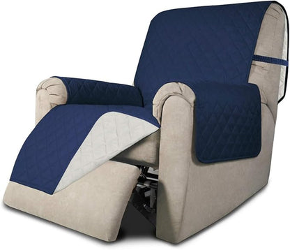 Easy-Going Reversible Couch Cover, Recliner 19 in, Navy/Ivory | Machine Washable Slipcover For Dogs, Water Resistant Furniture Mat For Living Room, Non-Slip Sofa Cover, Pet Friendly