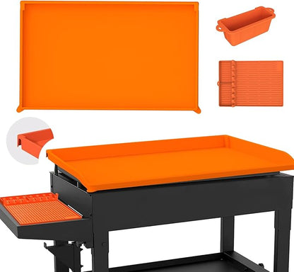 Full-Edge 36" Silicone Griddle Cover, with 16" Silicone Spatula Mat and Grease Cup Liners, Compatible with Blackstone Griddle, Perfect All-Season Outdoor Protection Combination