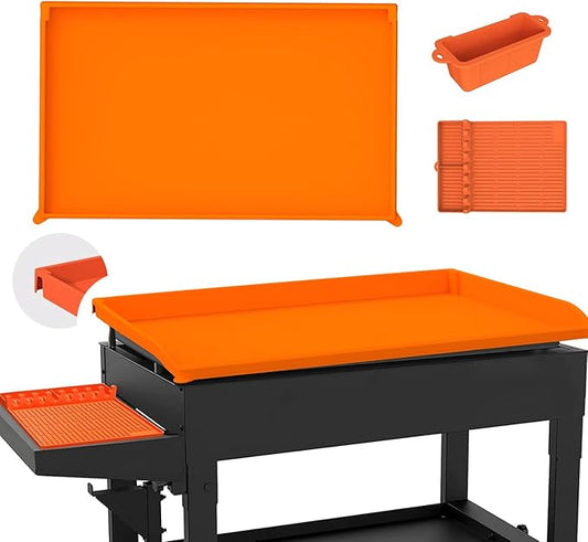 Full-Edge 28" Silicone Griddle Cover, with 16" Silicone Spatula Mat and Grease Cup Liners, Compatible with Blackstone Griddle, Perfect All-Season Outdoor Protection Combination