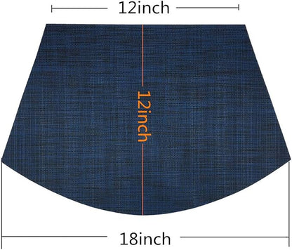 Wedge Placemats Set of 4 Vinyl Placemats for Round Tables Woven Non-Slip Heat-Resistant Easy to Clean Wipeable Washable Dinner Table Mats（Navy Blue）