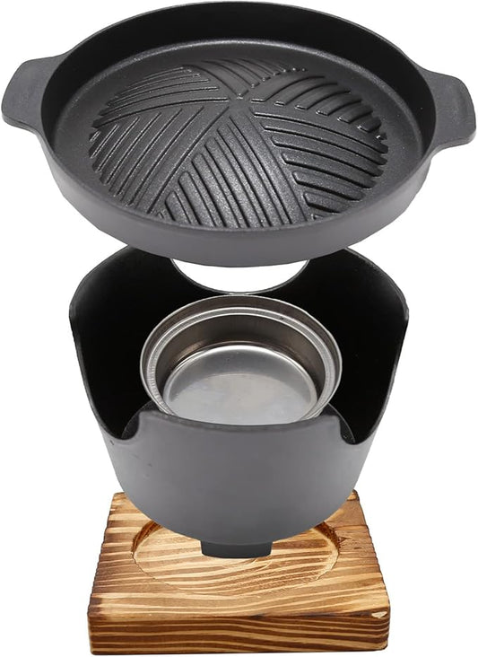 Saihisday Mini Hibachi Grill - Portable Cast Aluminum Korean BBQ Charcoal Grill