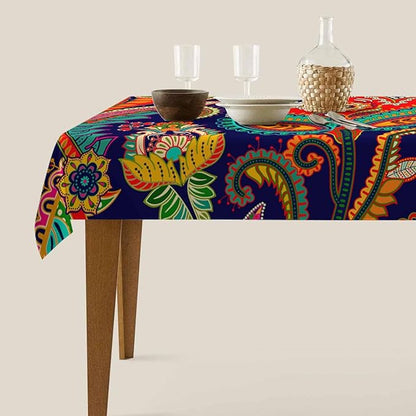 TKS MITLAN Paisley Floral Tablecloth Decor Retro Colorful Indian Style Boho Ethnic Flowers Table Cloth Dining Room Kitchen Table Cover 60" X 84" Oblong/Rectangle