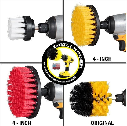 All-Purpose Household Cleaning Brushes for Drill, Auto Detailing Brushes | Drillbrush Drill Brush Attachment Set - Power Scrubber Brush for Tub, Tile, Shower, and Grout - Electric Grout Cleaner Kit