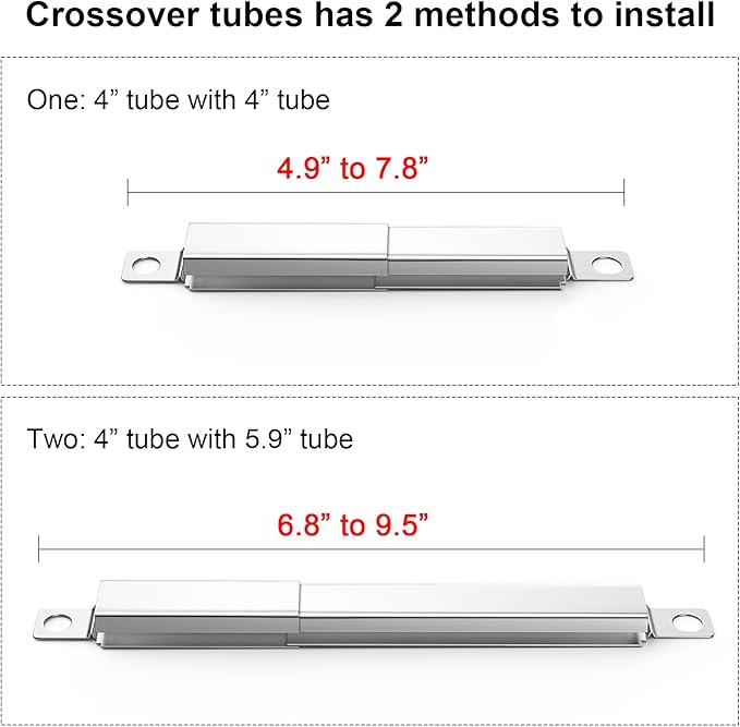 Uniflasy 304 Stainless Steel Carryover Tubes Replacement Parts for Char-broil, Crossover Tube for Charbroil Grill Replacement Parts, Universal Crossover Tubes for Kenmore and Others Most Grills, 3 PCS